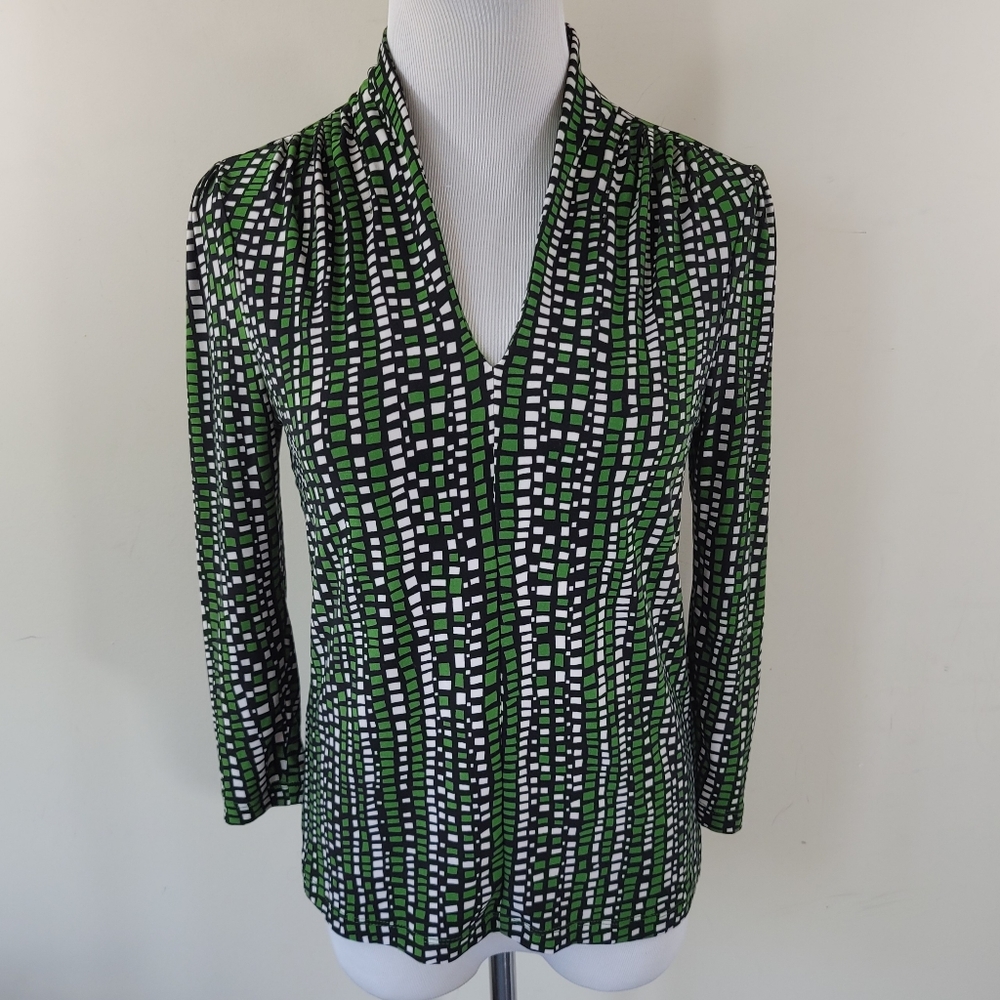 Rafaella Small Geometric Print 3/4 Sleeve Top